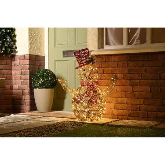 Christmas LED Christmas Plastic Rattan Snowman - 81cm