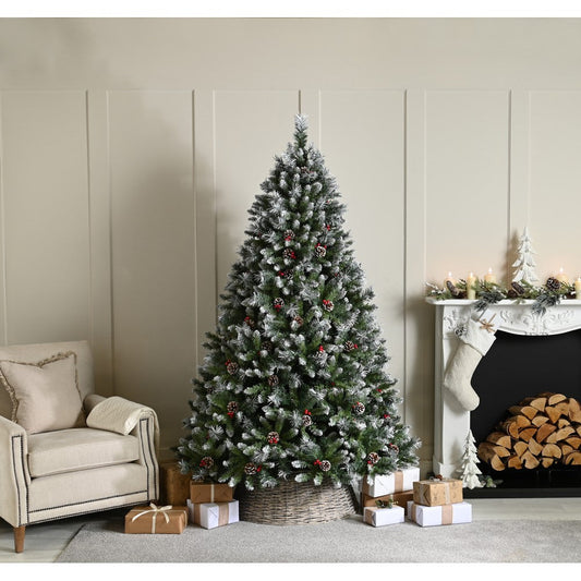 7ft River View Fir Christmas Tree Artificial - White Frosted Green  1586 Tips