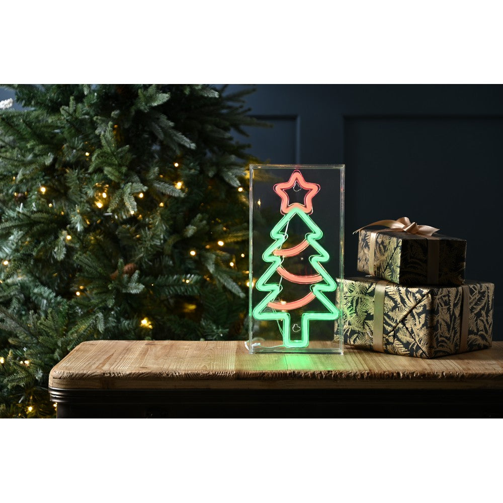 Christmas Green & Red Neon Flex Xmas Tree Sign-Usb - 30cm