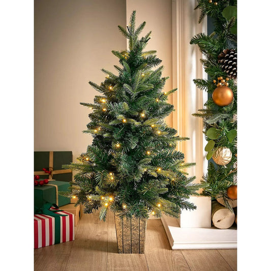 3ft Potted Christmas Tree Artificial - with LED Lights Warm White