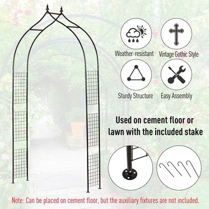 Steel Frame Backyard Metal Pergola for Plants & Trellis Garden Arch Black