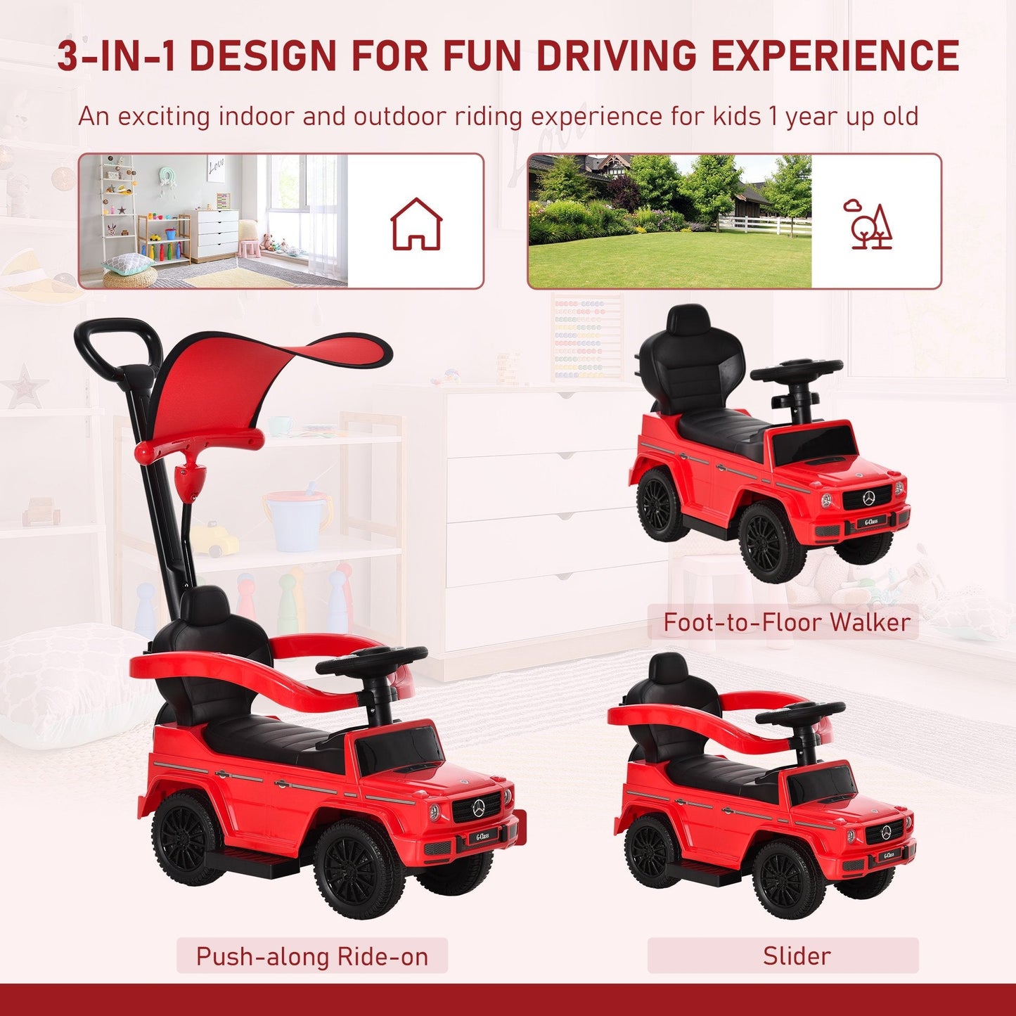 Homcom Benz G350 Ride-On Push Along Car Sliding Walker Floor Slider Stroller Toddler Vehicle