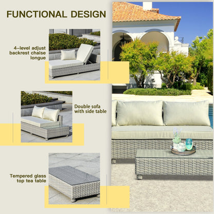 Outsunny 3 Pieces Outdoor Pe Rattan Sofa Set