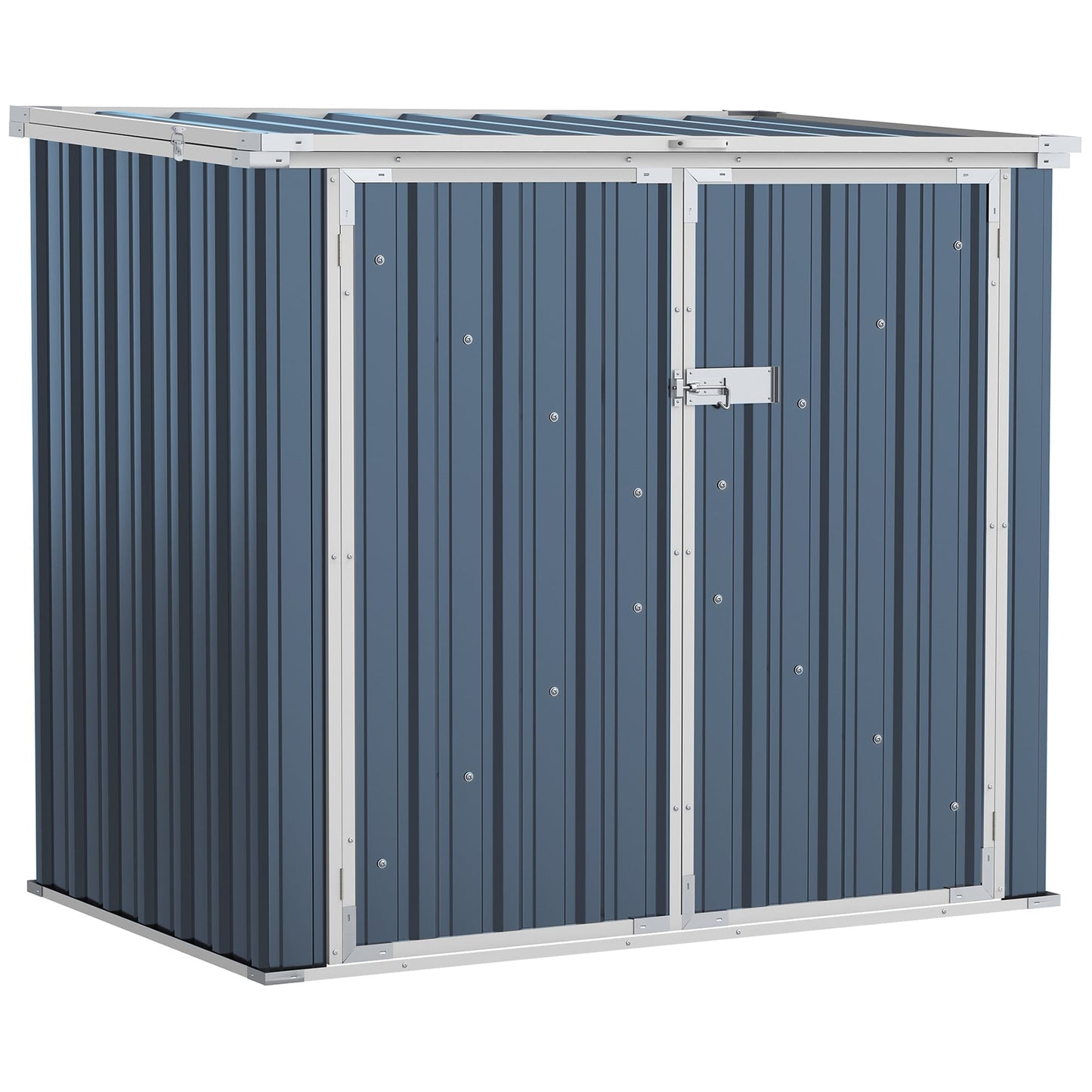 Galvanised 5 x 3' Single Door Pent Garden Store Lockable With Opening Lid Steel Grey by Steadfast