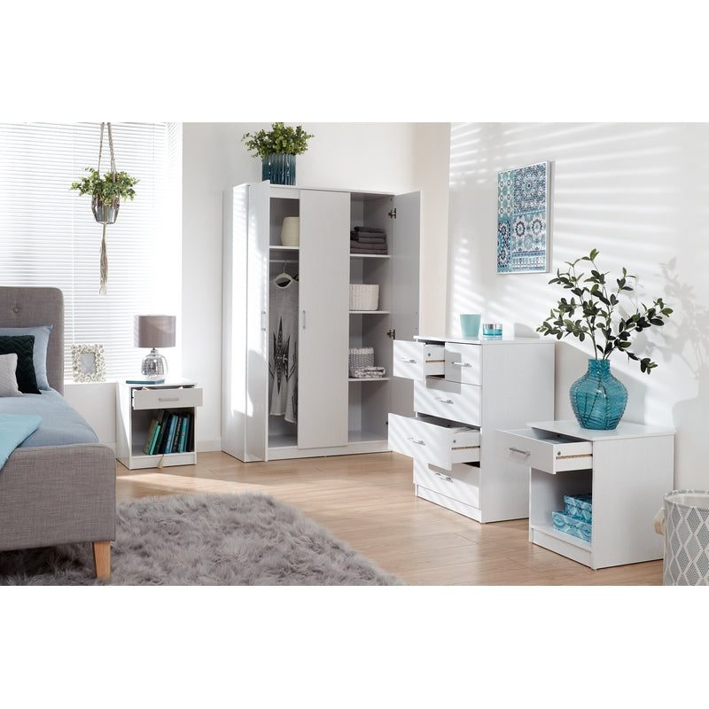 GFW Panama 4 Piece Bedroom Furniture Set White Extending Table