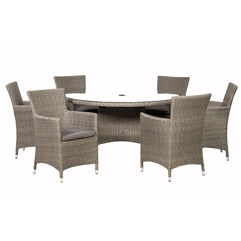 Royalcraft Paris Rattan Garden Patio Dining Set by Royalcraft - 6 Seats Grey Cushions