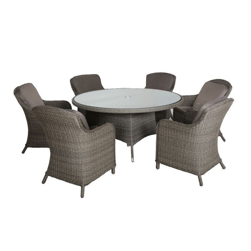 Royalcraft Paris Rattan Garden Patio Dining Set by Royalcraft - 6 Seats Grey Cushions