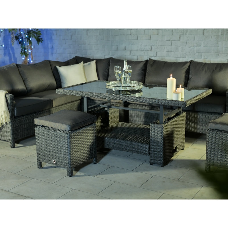 Royalcraft Paris Rattan Garden Corner Sofa by Royalcraft - 8 Seats Grey Cushions