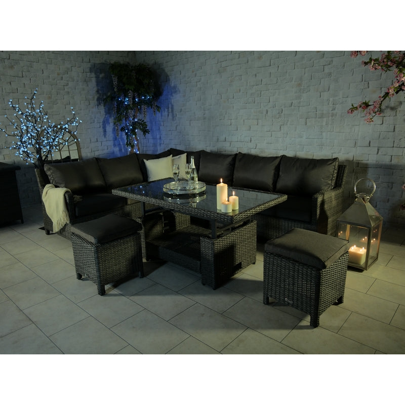 Royalcraft Paris Rattan Garden Corner Sofa by Royalcraft - 8 Seats Grey Cushions