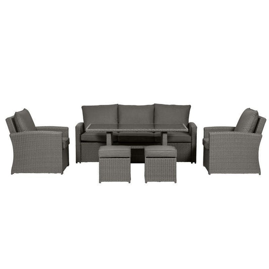 Royalcraft Paris Rattan Garden Patio Dining Set by Royalcraft - 5 Seats Grey Cushions