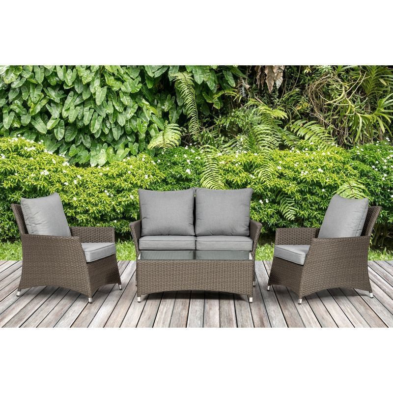 Royalcraft Paris Rattan Garden Patio Dining Set by Royalcraft - 4 Seats Grey Cushions