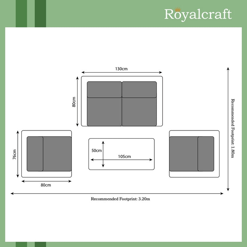 Royalcraft Paris Rattan Garden Patio Dining Set by Royalcraft - 4 Seats Grey Cushions