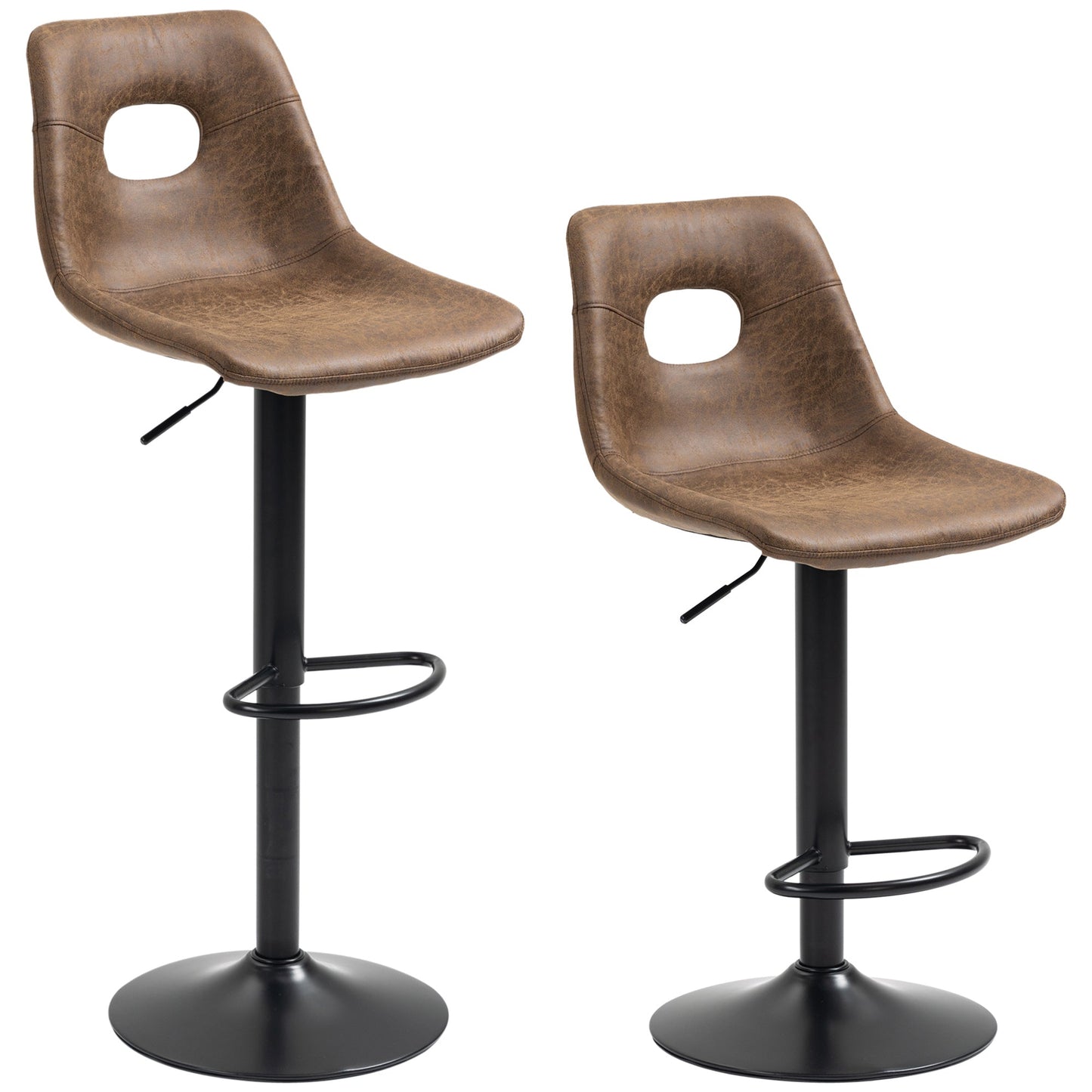 Set of Two Retro Bar Stools - Brown