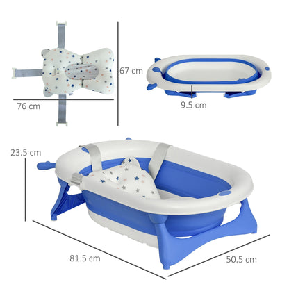 Homcom Foldable Portable Baby Bath Tub w/ Temperature-Induced Water Plug for 0-3 years