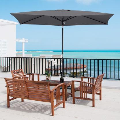 Outsunny 2 X 3M Rectangular Market Umbrella Patio Outdoor Table Umbrellas With Crank & Push Button Tilt Dark Grey