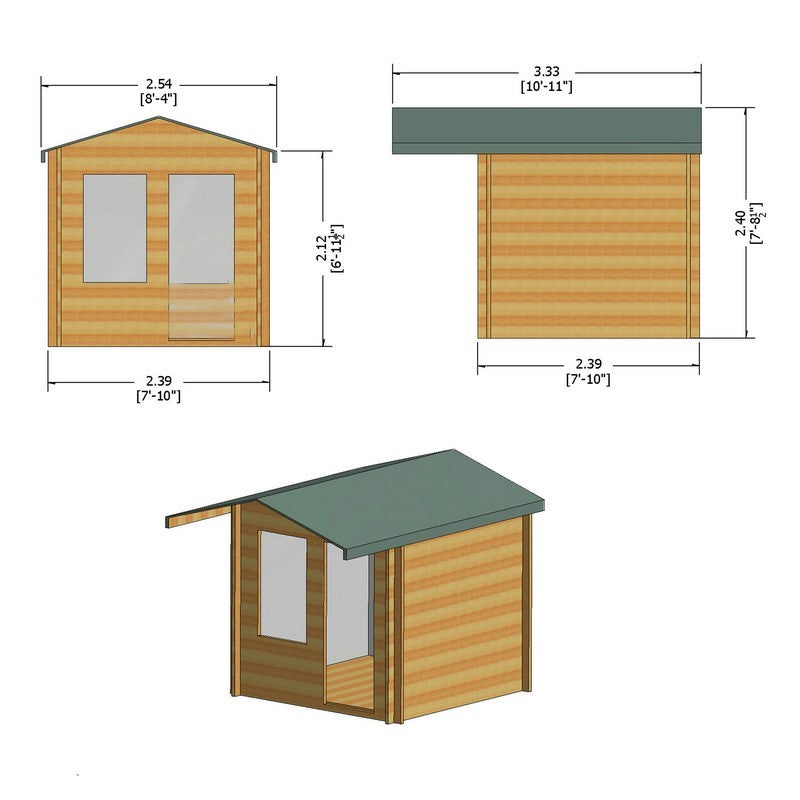 Shire Shire Peckover 8' x 8' Apex Log Cabin - Budget 19mm Cladding Tongue & Groove