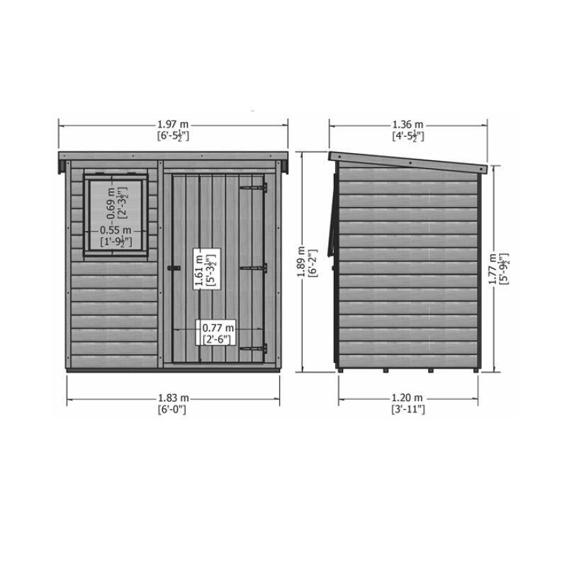 Shire Hampshire 6' 5" x 4' 5" Pent Shed - Premium Dip Treated Shiplap