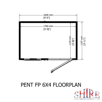 Shire Hampshire 6' 5" x 4' 5" Pent Shed - Premium Dip Treated Shiplap