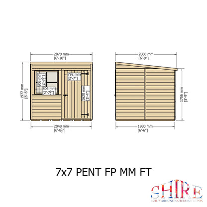 Shire Hampshire 6' 5" x 6' 8" Pent Shed - Premium Dip Treated Shiplap