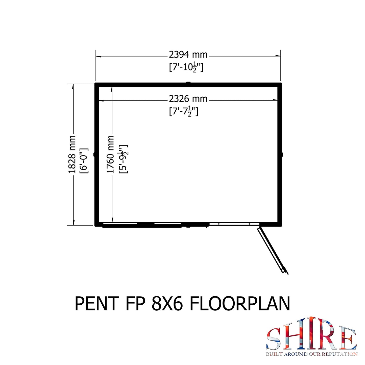 Shire Hampshire 7' 10" x 6' Pent Shed - Premium Dip Treated Shiplap