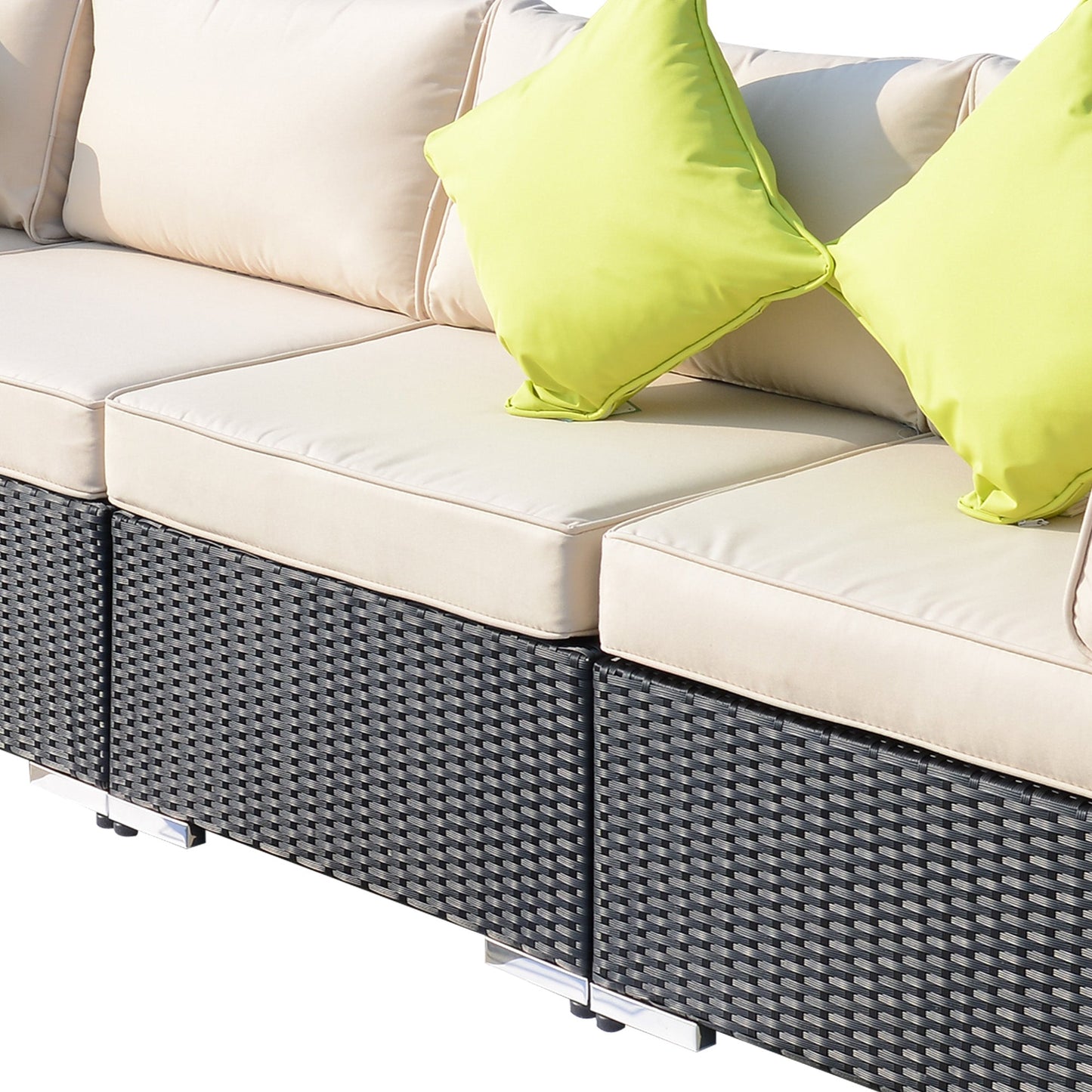 8-Pieces PE Rattan Corner Sofa Set with Thick Cushions