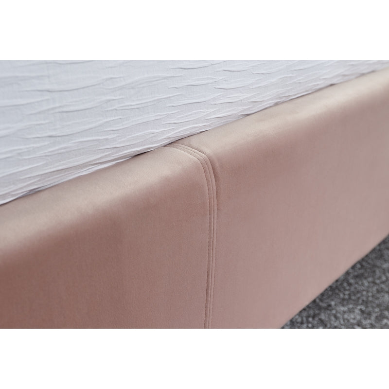 GFW Pettine Double Ottoman Bed Wood & Fabric Pink 5 x 7ft