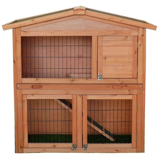 Wensum FSC Wood 2 Storey Rabbit Hutch 03 with Play Area