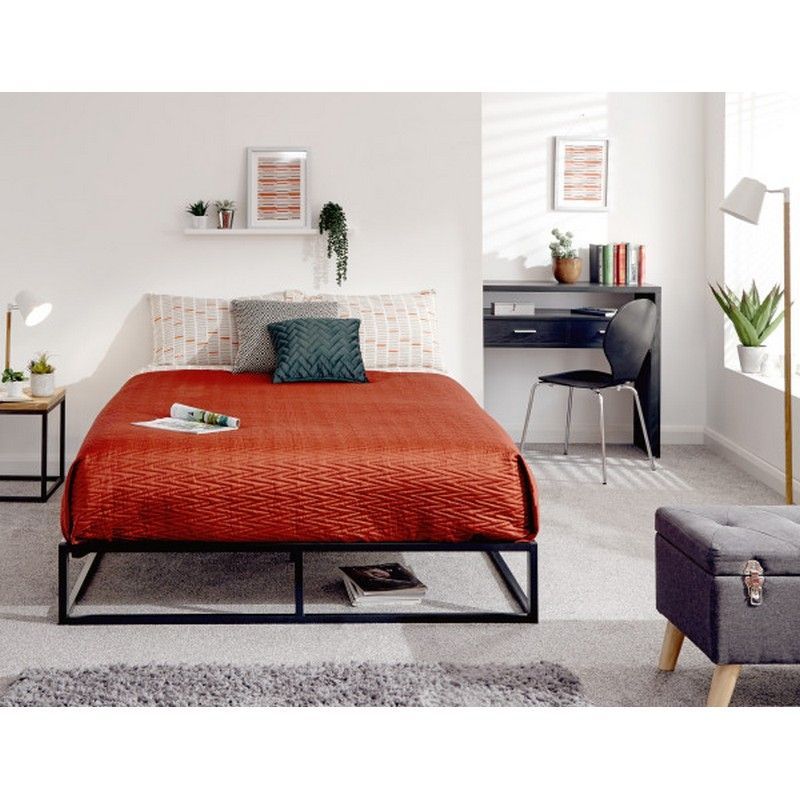 GFW Platform Double Bed Metal Black 4 x 6ft