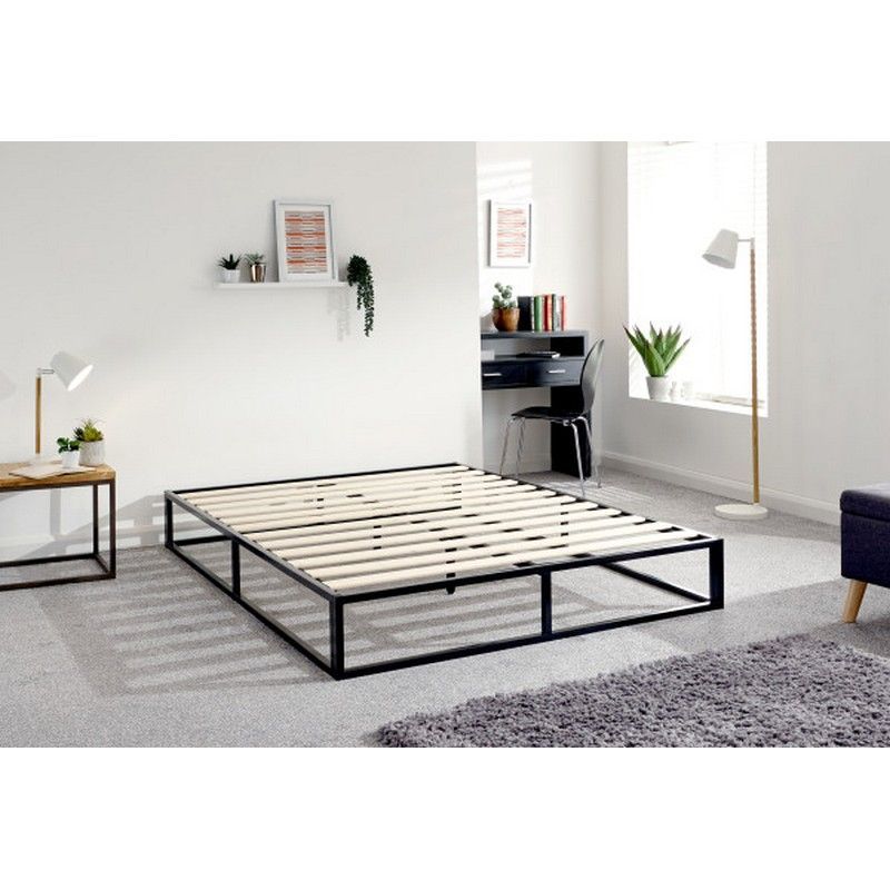 GFW Platform Double Bed Metal Black 4 x 6ft