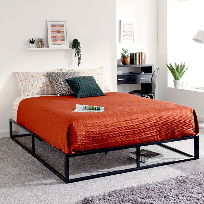 GFW Platform Double Bed Metal Black 4 x 6ft