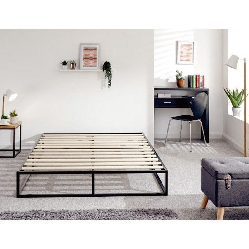 GFW Platform Double Bed Metal Black 4 x 6ft