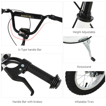 Dual Brakes 12" Metal frame Kick Scooter adjustable black