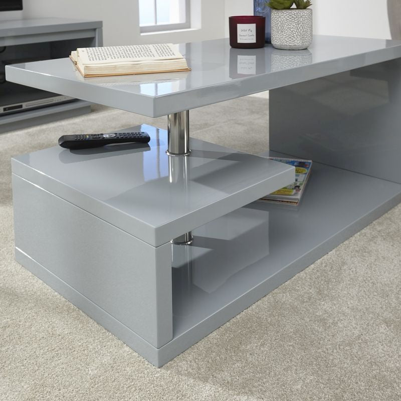 GFW Polar Coffee Table Grey 2 Shelves