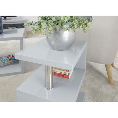 Polar Side Table Grey 2 Shelves