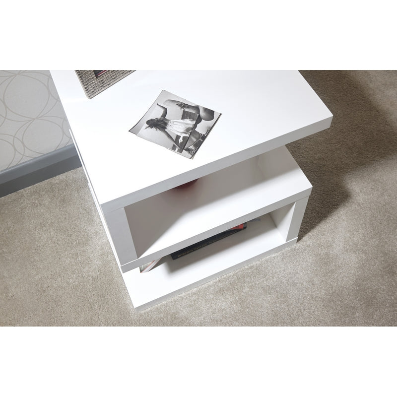 GFW Polar Side Table White 2 Shelves