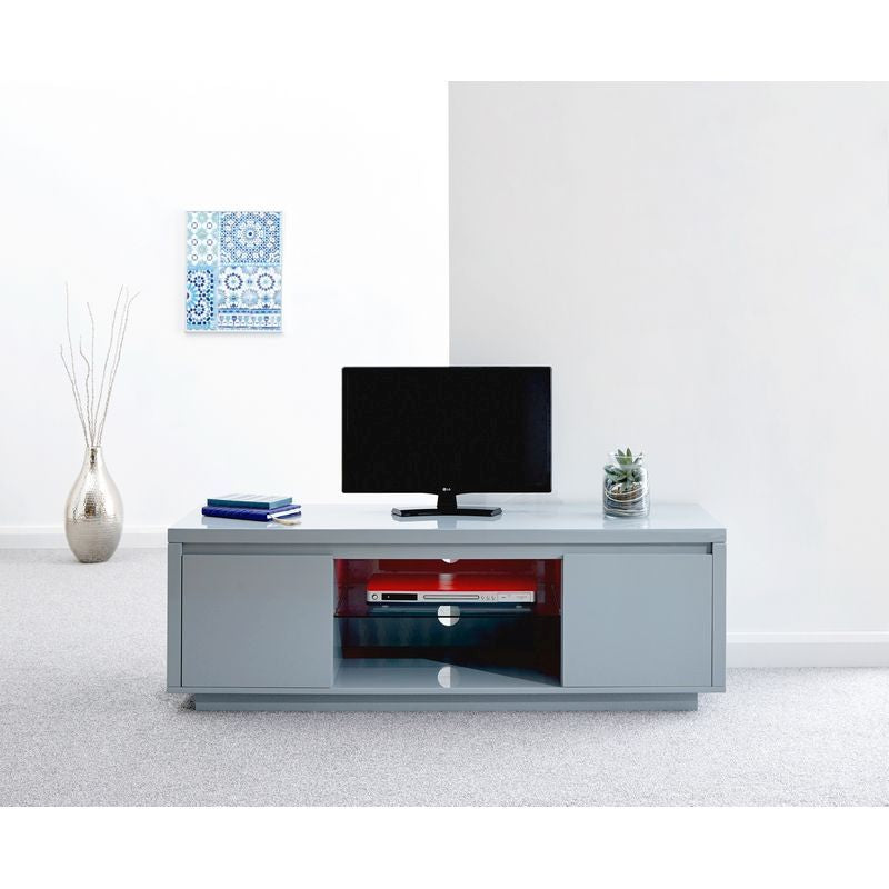 GFW Polar TV Unit Grey 2 Shelves 2 Doors