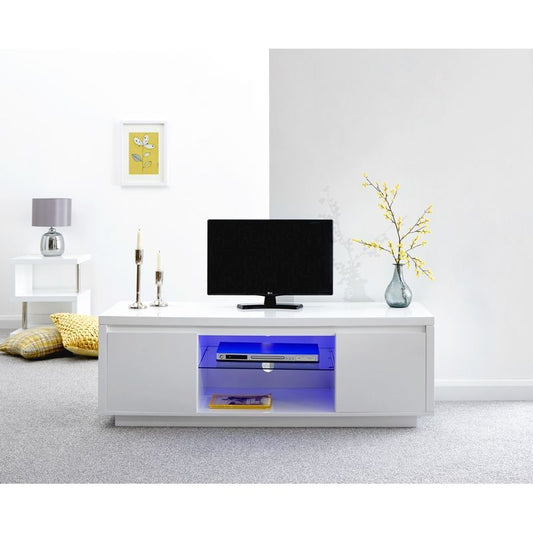 GFW Polar TV Unit White 2 Shelves 2 Doors