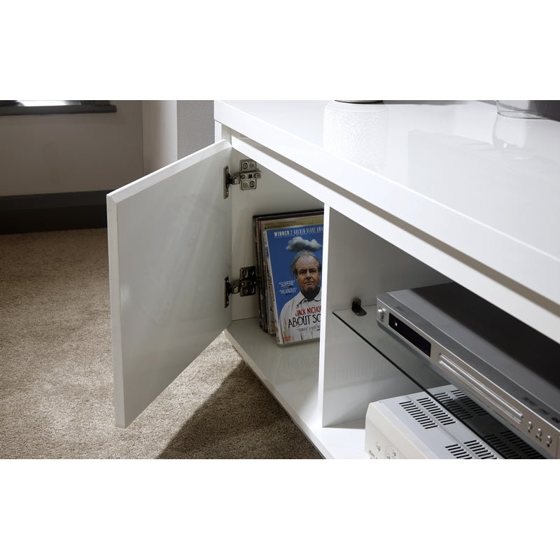 GFW Polar TV Unit White 2 Shelves 1 Door