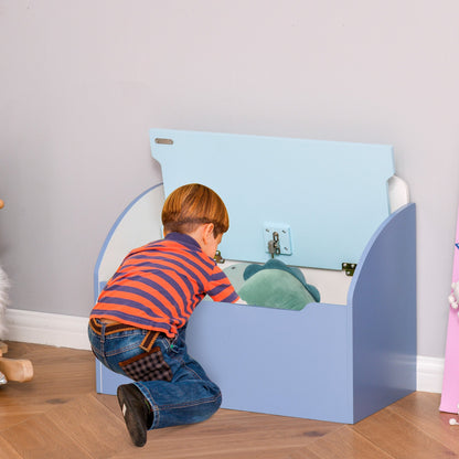 Kids Two-In-One Toy Storage Box and Seat – Blue