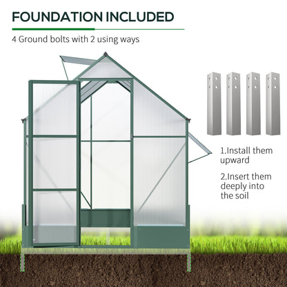 Garden Walk-in Aluminium Greenhouse Polycarbonate with Plant Bed