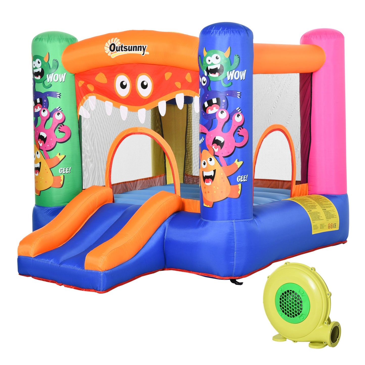 Bouncy Castle Inflatable Basket Trampoline Slide Monster Design 180 x 250 x 175 CM