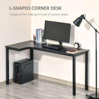 L-Shaped Corner Desk Wood Large PC Gaming Desk 145 x 81 x 76cm Black