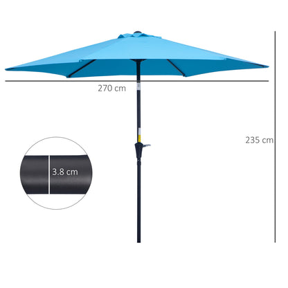 2.7M Garden Parasol Umbrella with Tilt and Crank