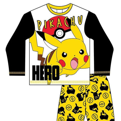 Pokemon Boys Pokemon Pyjama Set Black White Yellow - Age 7-8