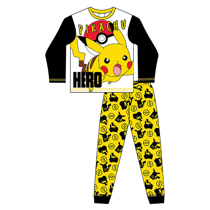 Pokemon Boys Pokemon Pyjama Set Black White Yellow - Age 5-6