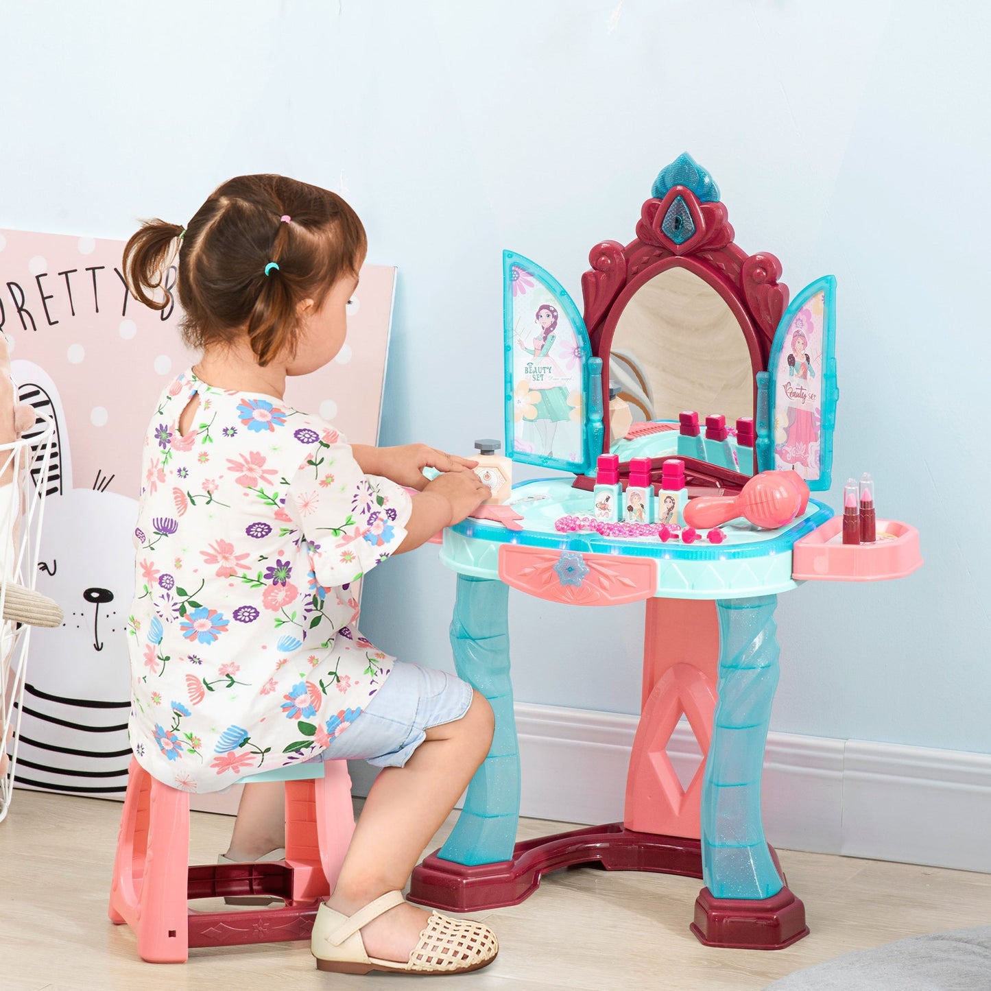 31 PCS Kids Dressing Table Set with Magic Princess Mirror