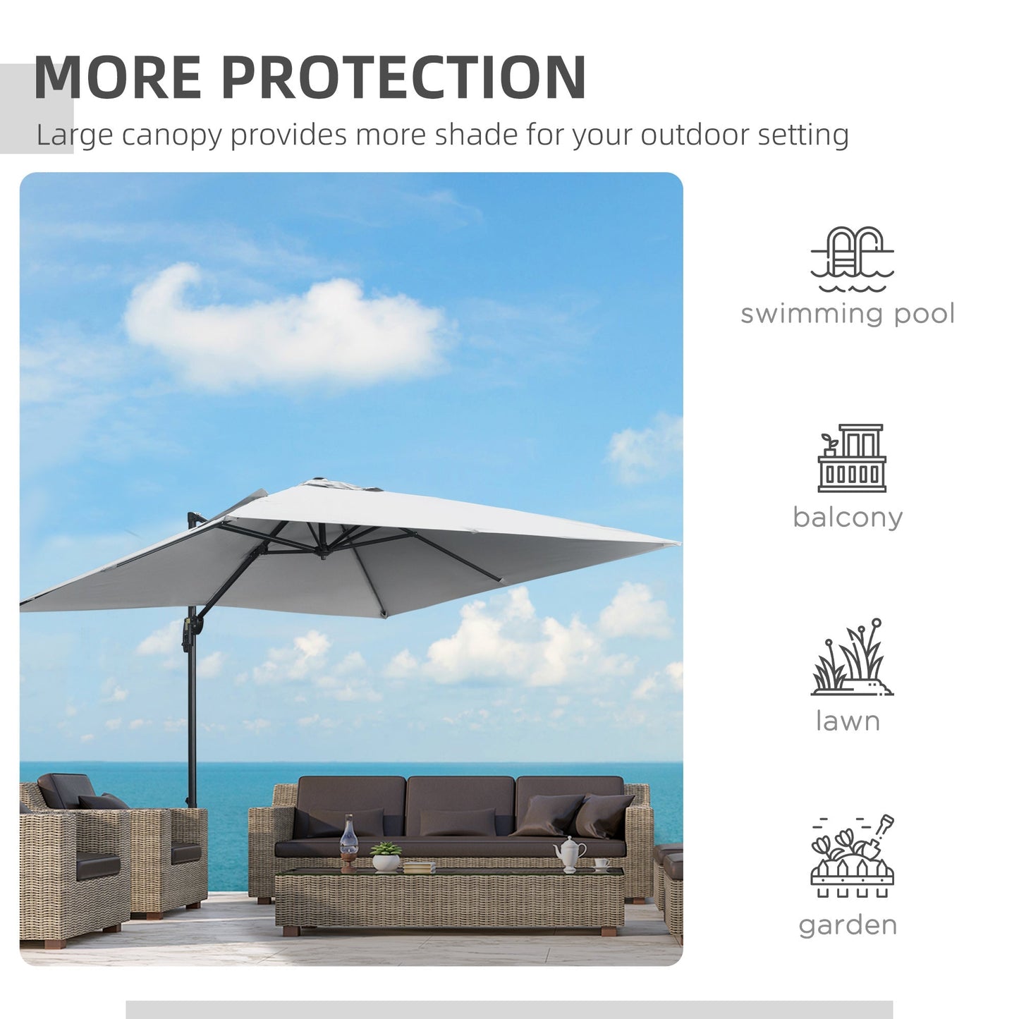 2.7m Square Overhanging Cantilever Umbrella