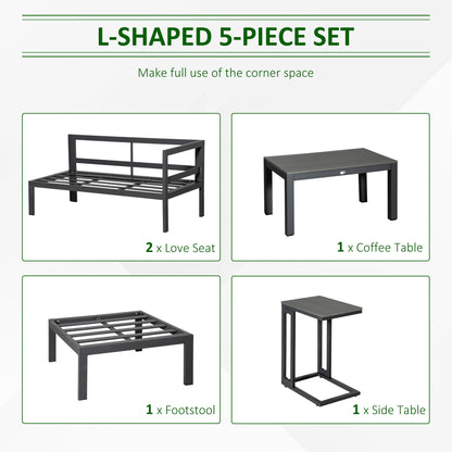 Outsunny 5-Piece L-Shaped Garden Furniture Set