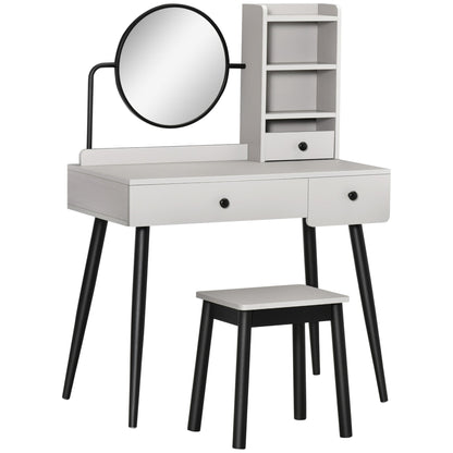 Dressing Table Set with Mirror and Stool