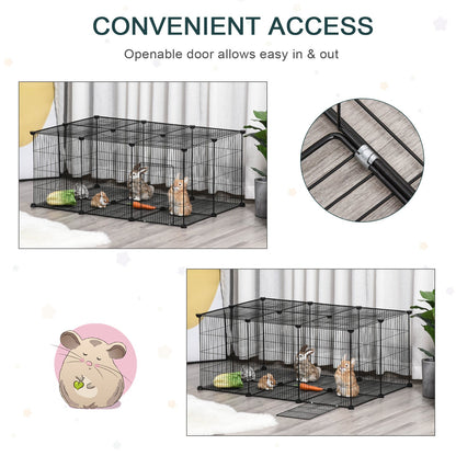 22 Panel Small Animal Playpen Black by Pawhut